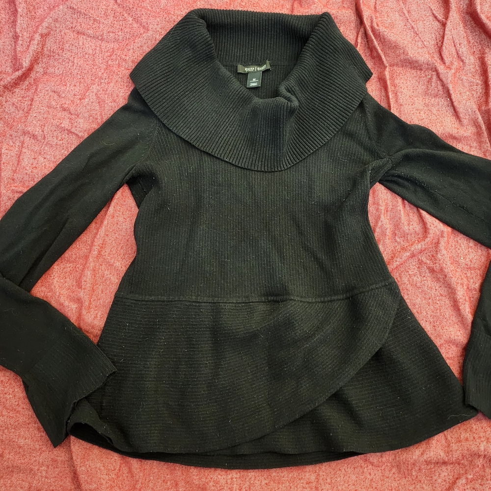 White House Black Market Black Cowl Neck Peplum Sweater